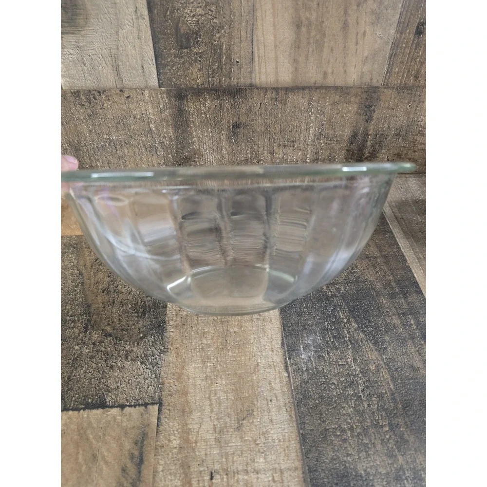 Pyrex 325 Clear Glass Mixing Bowl 2.5L Ribbed Fluted Vintage Made in USA 10 Inch